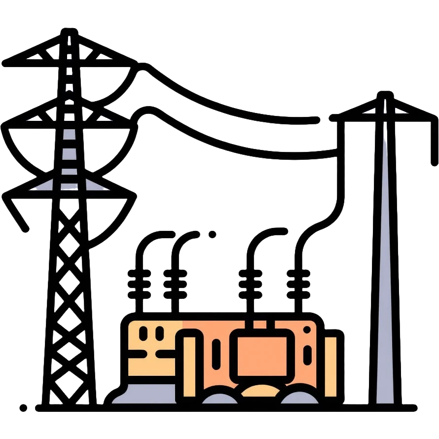 electrical substation with power lines and transformers emoji