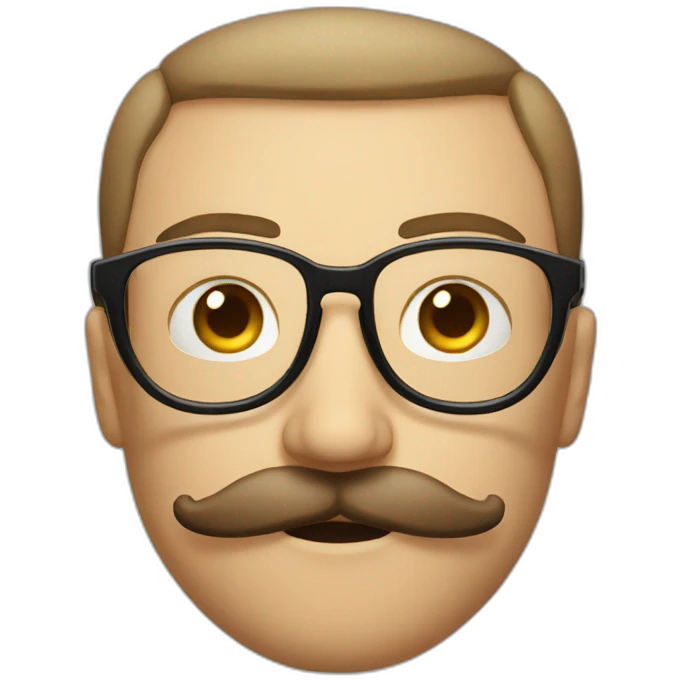 glasses and mustache man with a judgmental facial manifestation emoji