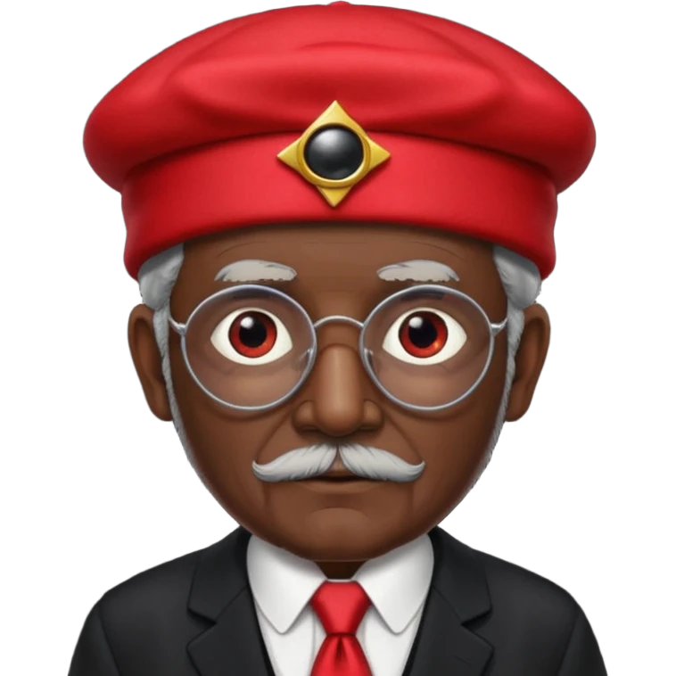 black suited old man with red fes hat and eye pach emoji