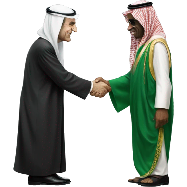 Richard Nixon realistic shakes hands with saudi emoji
