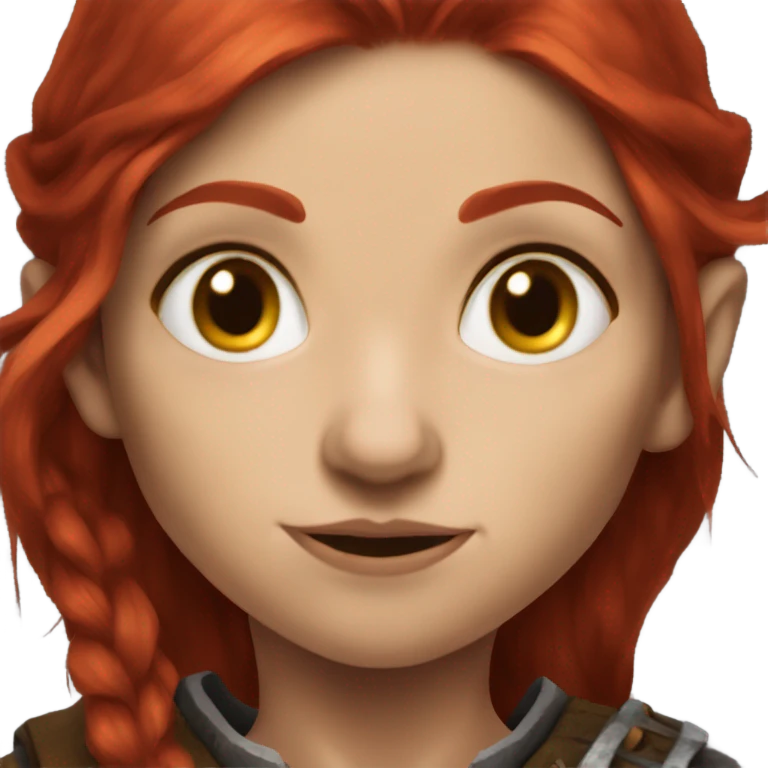 Fantasy female rogue halfling with red hair and rat emoji