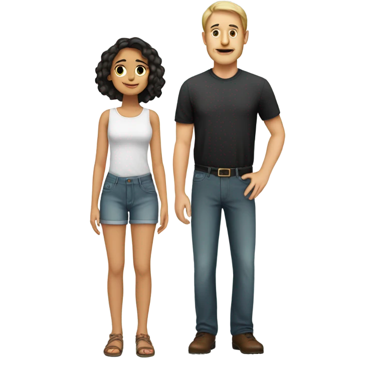tall white man with short mexican girl emoji