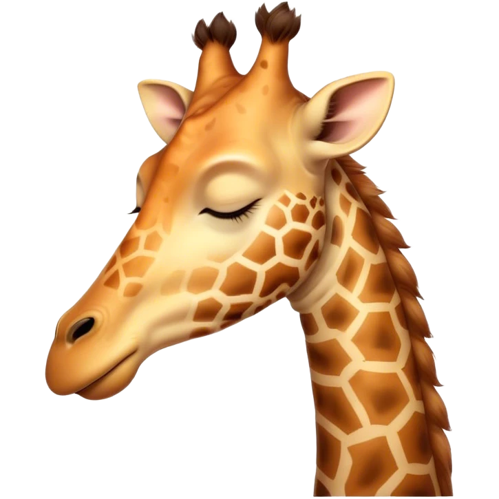 Meme-Worthy Cute Sleeping Giraffe Portrait Emoji, Head resting peacefully with a contented smile, showcasing a slender, elegant build and a luxuriously soft, patterned Fur, eyes shut in a serene, restful nap, Simplified yet hilariously adorable features, highly detailed, glowing with a soft, drowsy light, high shine, relaxed and utterly lovable, stylized with an air of playful laziness, bright and heartwarming, soft glowing outline, capturing the essence of a comically sleepy giraffe, so meme-worthy it feels like it could instantly become the next viral sensation of adorable slumber! emoji