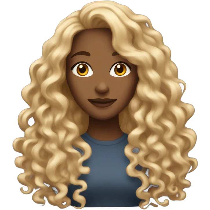 Gorgeous light brown woman with blonde long curly hair  emoji