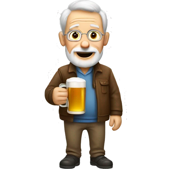 Old guy drinking beer emoji