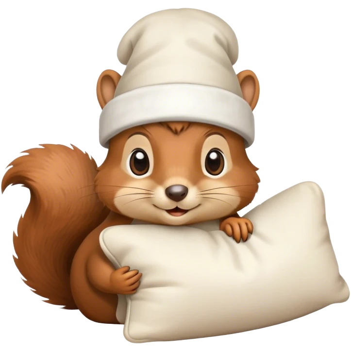 Eichhörnchen mit Schlafmütze und Kopfkissen emoji