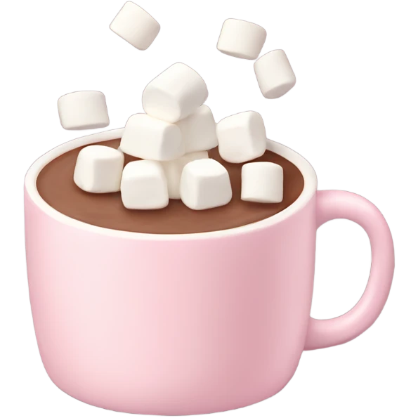Light Pink mug of hot chocolate with marshmallows  emoji