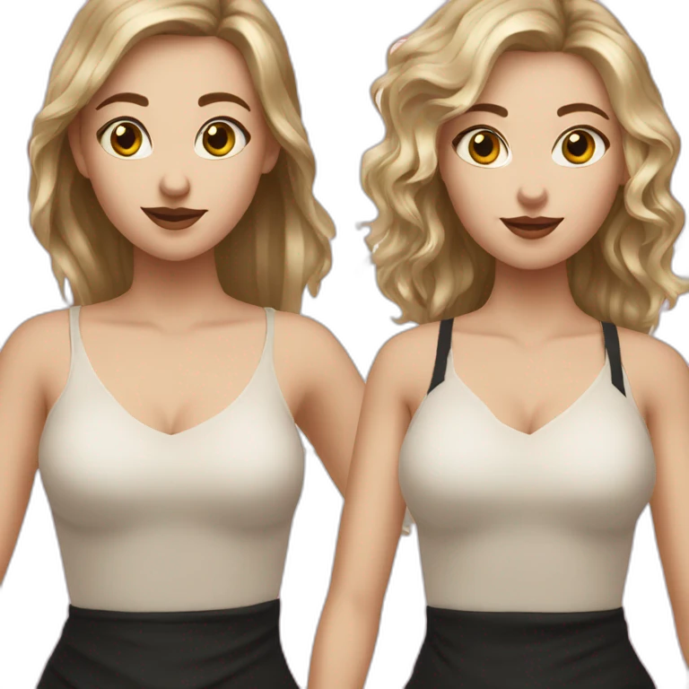 Three white girls with random hair in black drasses emoji