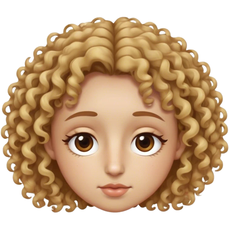 Curly hair. Brown hair with blonde highlights. Small double eyelids. High nose. Medium mouth. A small mole under the left eye. Another small mole on the right nose. emoji