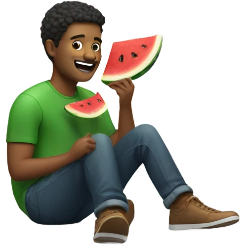 man eating watermelon emoji
