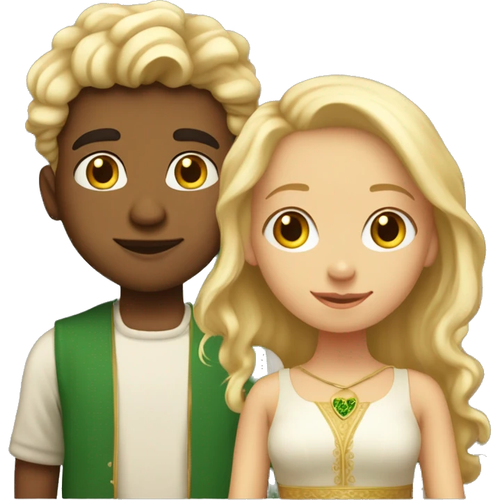 Indian Irish boy so like relatively light skin with slightly curly hair kissing blonde girl with perfectly straight blonde hair emoji