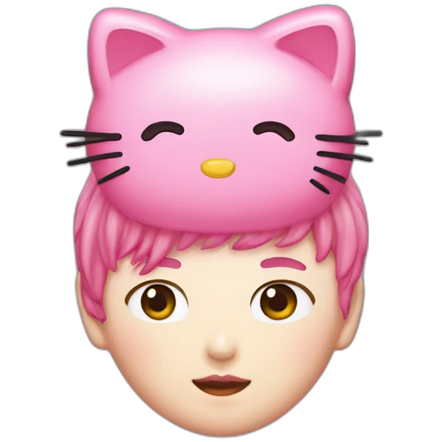 Hello kitty on top of head of Kim Hanbin emoji