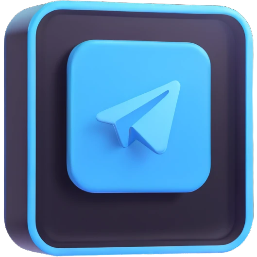 Telegram logo on a transparent glass square rounded block emoji