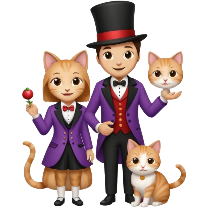 magician couple and their pet cat emoji