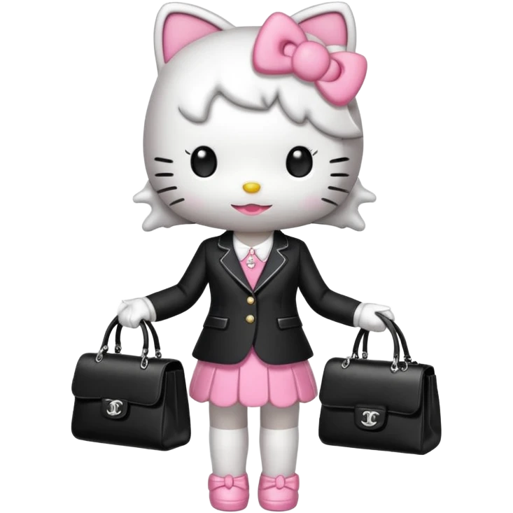 Hello Kitty wears in Chanel with a black bag Timeles emoji