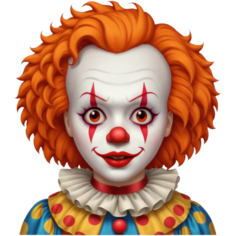 The clown from the movie IT With a little orange hair with the scary lip emoji