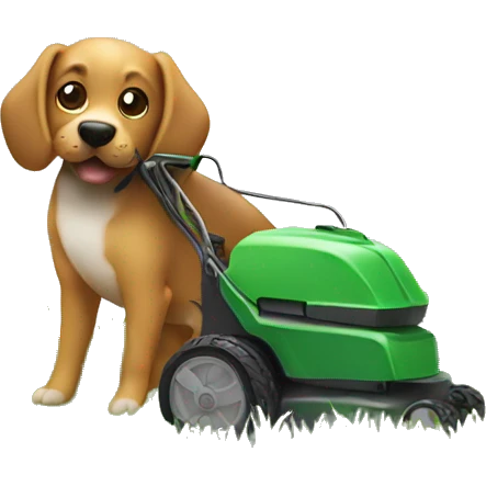 Dog mowing grass emoji