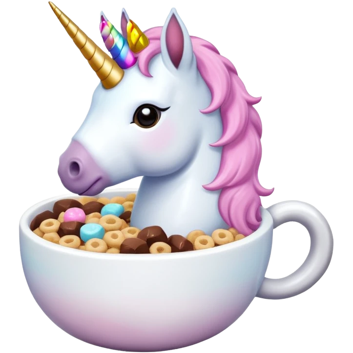unicorn drinking Cocoa Puff cereal emoji