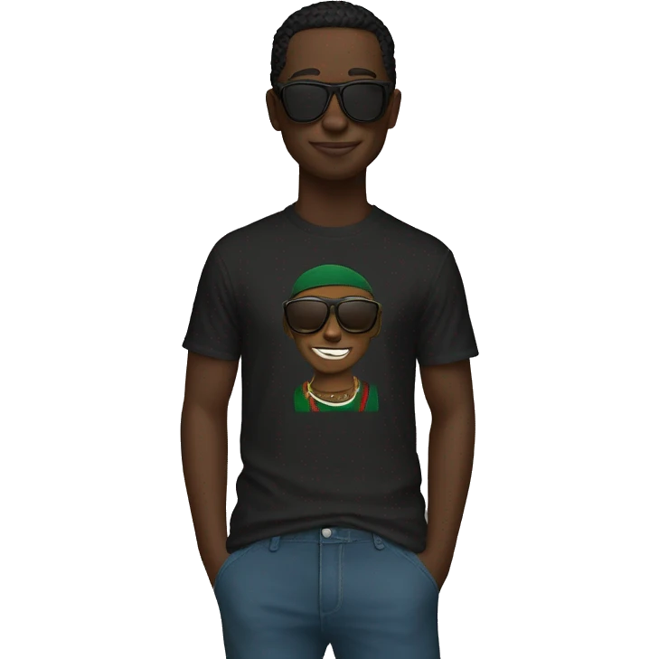 cool vibes dark-skinned male gucci tshirt emoji