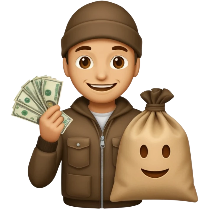 Robber emoji holding a bag of money emoji