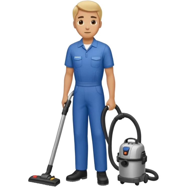 técnico de limpieza hombre sujetando una aspiradora de agua emoji