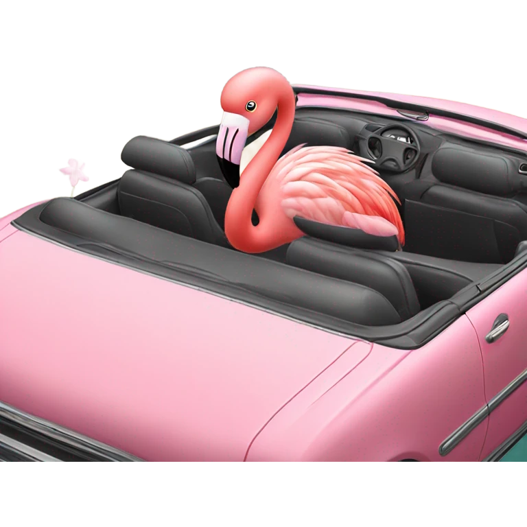 Flamingo in a convertible emoji