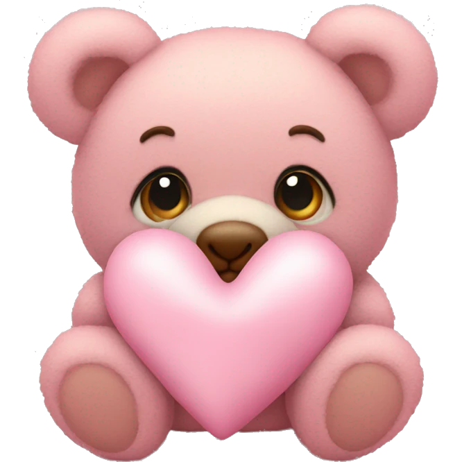 Light pink heart with a teddy bear emoji