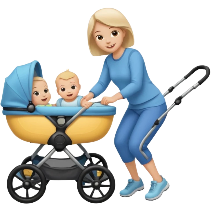 baby stroller with baby inside and mother pushing it, Emoji emoji