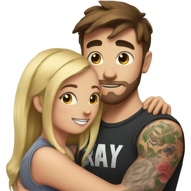 mr beast with tattoos hugging brunette girl emoji