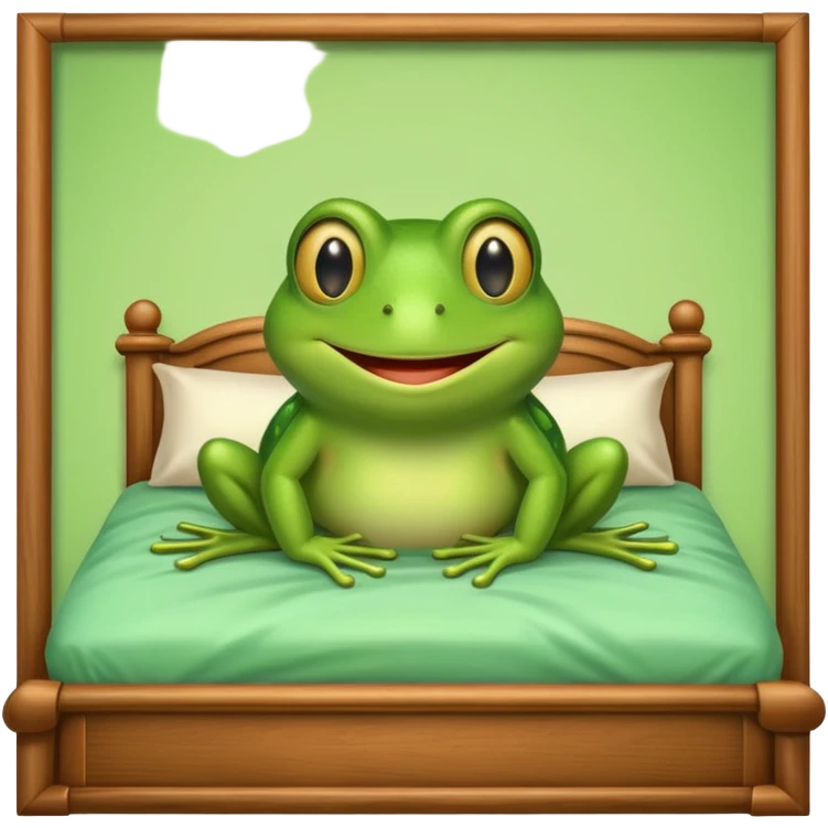 Frog in bed with frame emoji