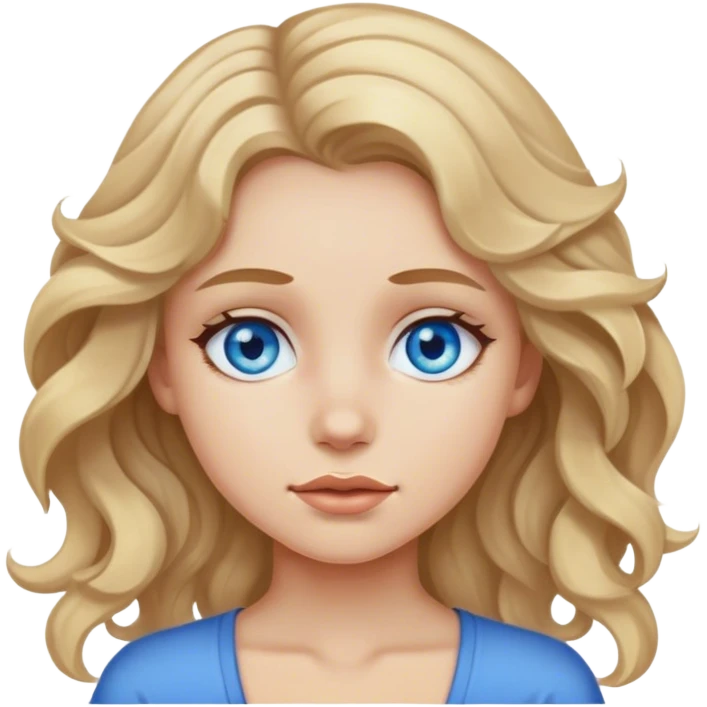 girl with slightly dirty blonde wavy hair with blue eyes emoji