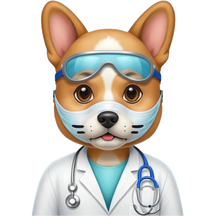 doctor dog wearing medical mask emoji