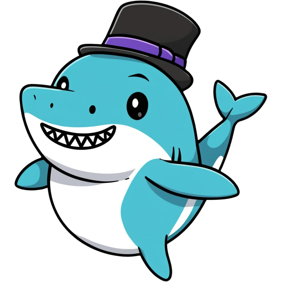 Shark with a top hat emoji