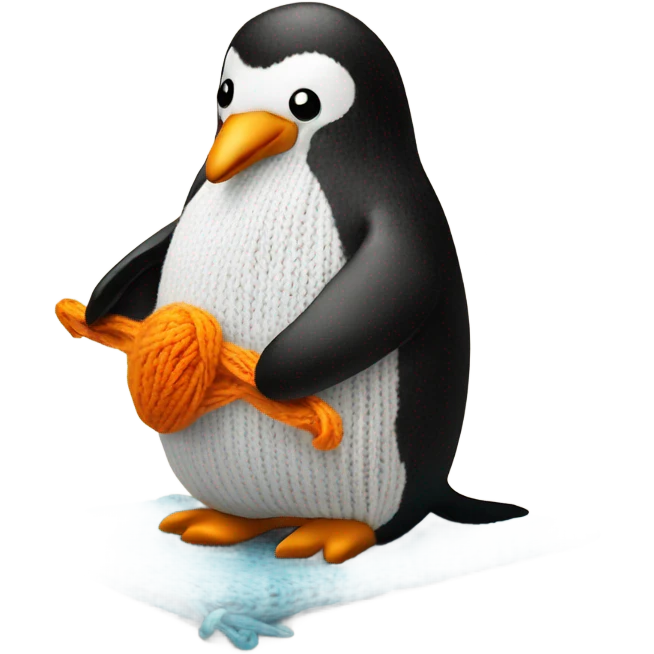 Penguin knitting emoji