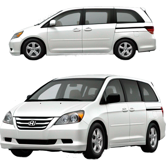 White 2006 JDM Honda Odyssey RB2, right-hand drive, sleek design, narrow headlights, aerodynamic grille, and sporty look emoji