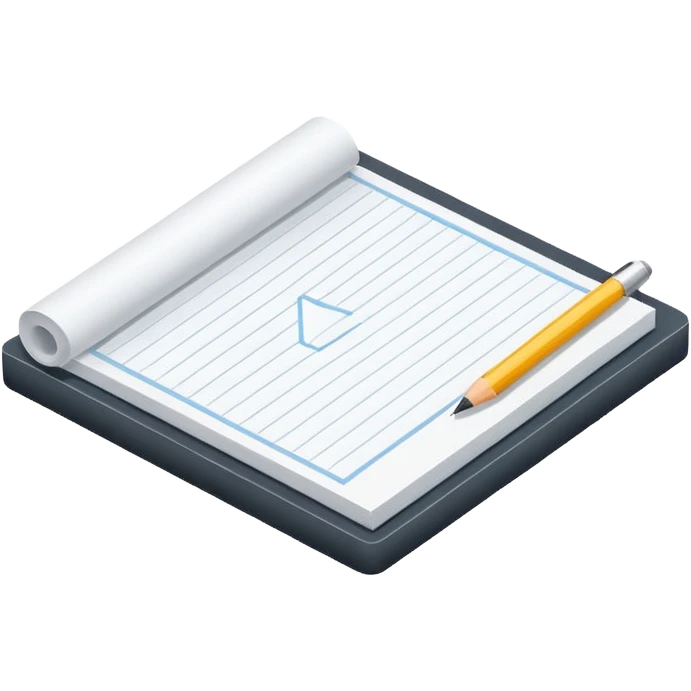Draw a blocknote, an isometric camera with a High-Angle Shot emoji