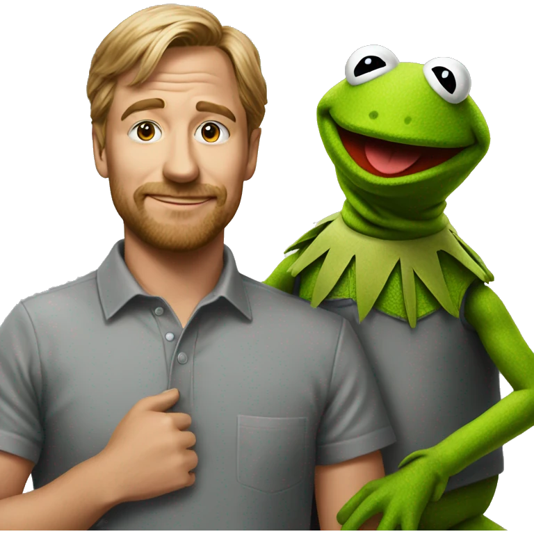 realistic portrait with Kermit emoji