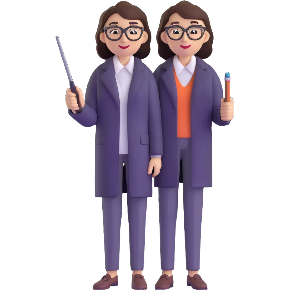 full body profesora with glasses and pointer emoji
