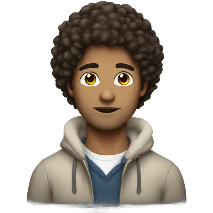 brunette pretty guy with fluffy hair  emoji