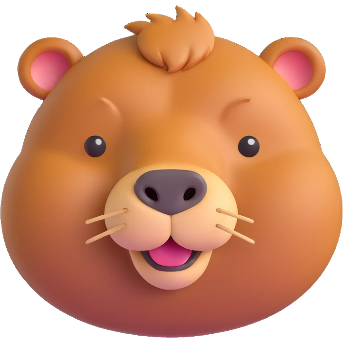 3D emoji of a capybara, minimal details, cute and approachable emoji
