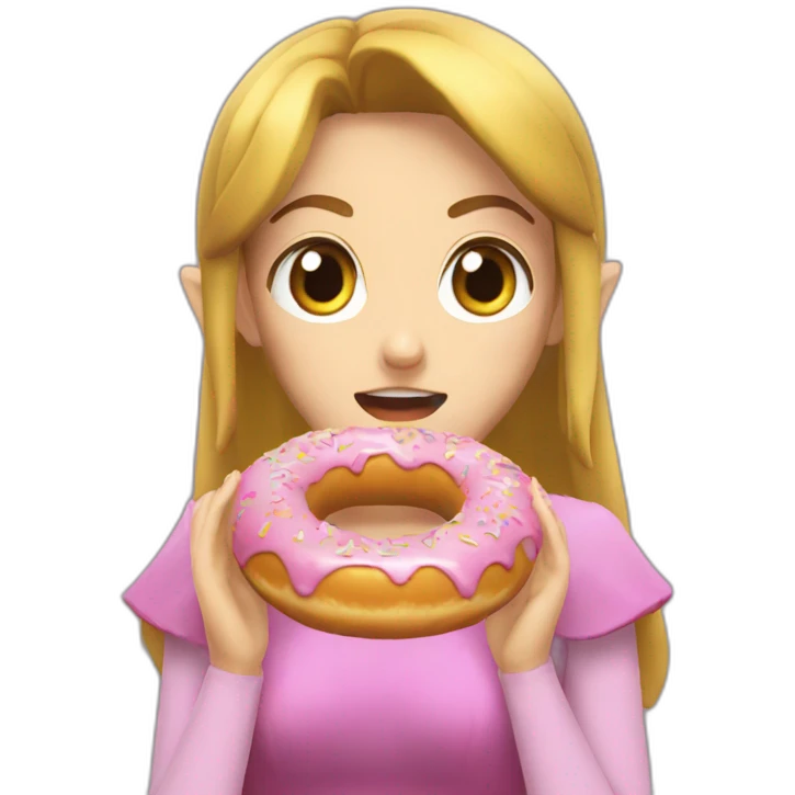 zelda qui mange un donut emoji