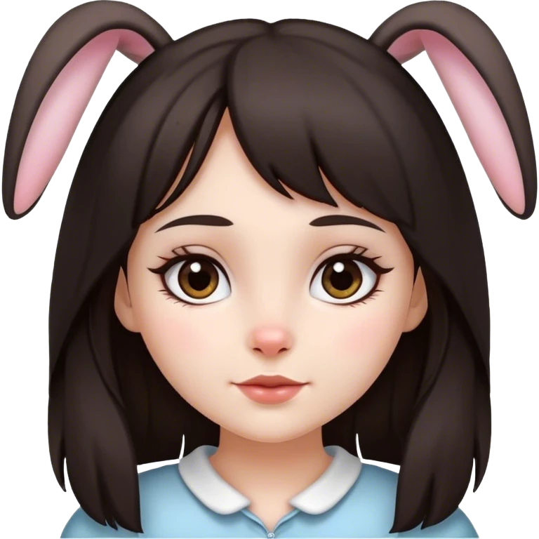 girl with dark hair and bunny’s  emoji