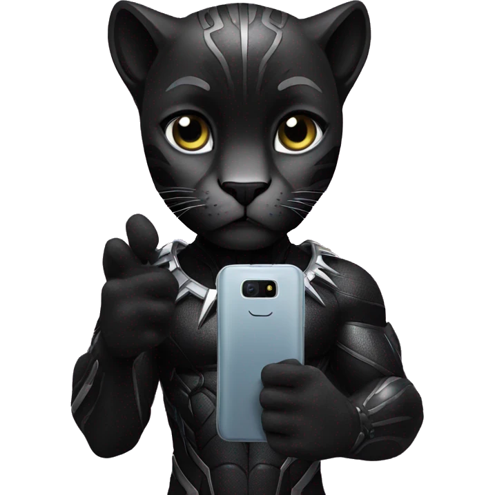 A black panther holding a phone with the number 0 in its paws emoji