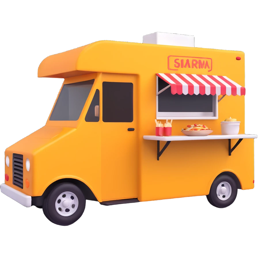 generate me a 3D shaorma food truck red emoji
