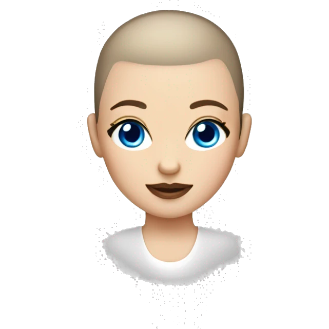 Buzz cut white girl with buzzcut blue eyes emoji