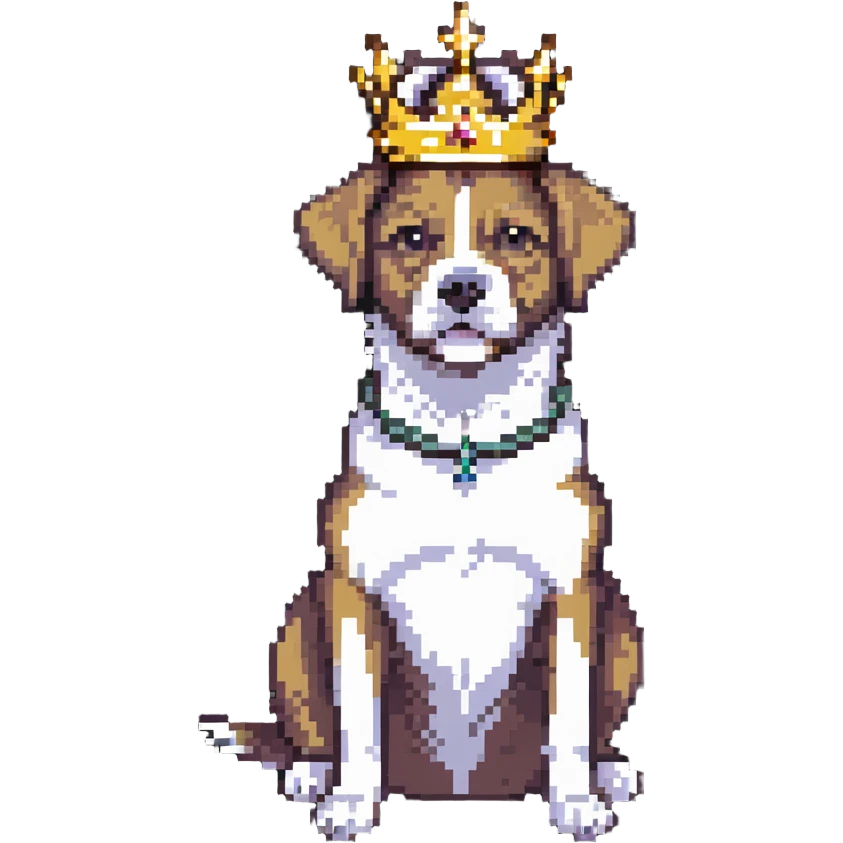dog wearing a crown, sitting pose emoji