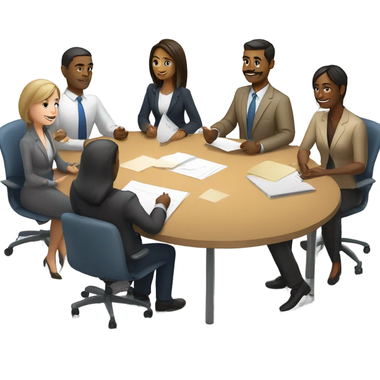 men and women work meeting at a table emoji