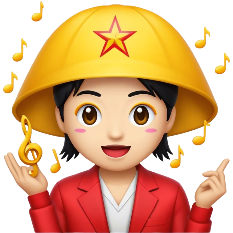 Cinematic Realistic V-pop Music Pop Culture Emoji, showcasing a modern, energetic representation of Vietnamese pop culture rendered with vivid textures and dynamic, colorful lighting. emoji