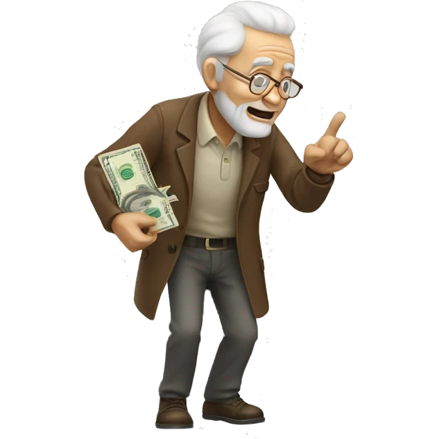 Old Man giving cash  emoji