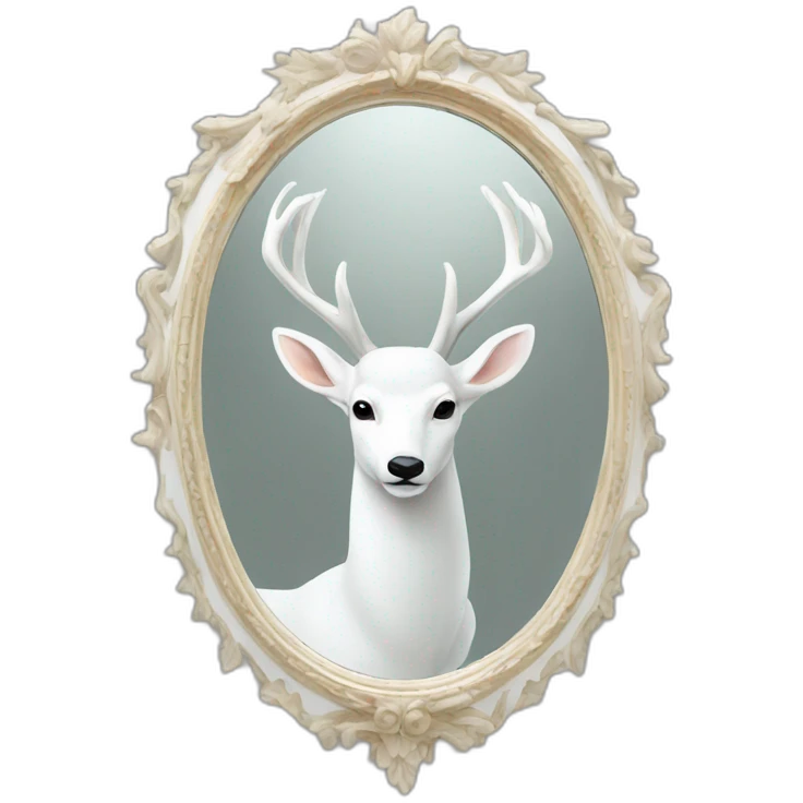 white deer reflected on the mirror emoji